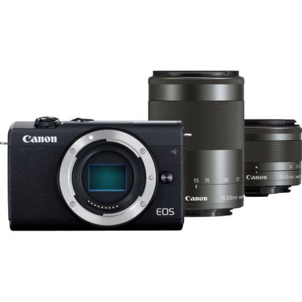Canon EOS M200 Kit EF-M 15-45mm IS STM και EF-M 55-200mm (Black)(-50€ Cashback)