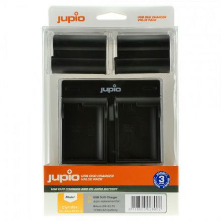 Jupio Kit: 2x Battery EN-EL15 1700mAh + USB Dual Charger CNI1004V2
